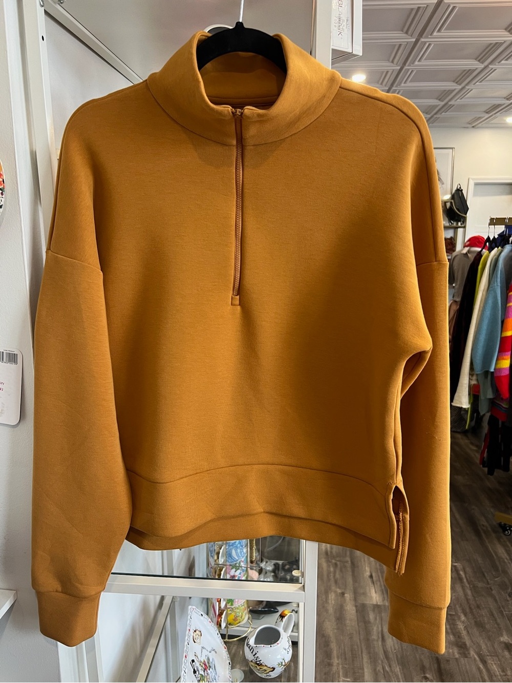 CALIA by Carrie Underwood Women's Half-Zip scuba Pullover in Mustard